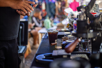 Sustainable Coffee in the Local Market: Human and Nature Power Transparent Coffee Cups Reflect Responsible Consumption Culture Green Baristas: One Drink Reduces Your Carbon Footprint