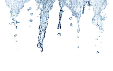Falling Water Streams and Droplets