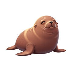 Cute plump seal character resting on the ground with a friendly face and soft rounded shape, ideal for children’s animal illustrations, isolated on a transparent background, png, cutout.