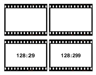 Film strip frames, bottom shows numbers, white background