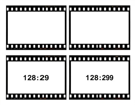 Film strip frames, bottom shows numbers, white background