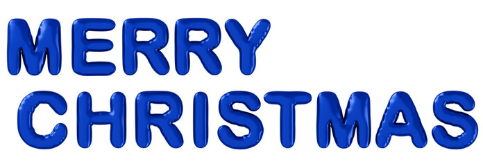 3D画像_風船_MERRY CHRISTMAS_青