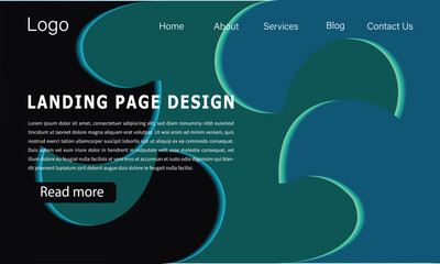 Obraz premium Modern abstract web design landing page, blue-green digital ui.