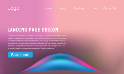Modern landing page design with vibrant gradient background ui.