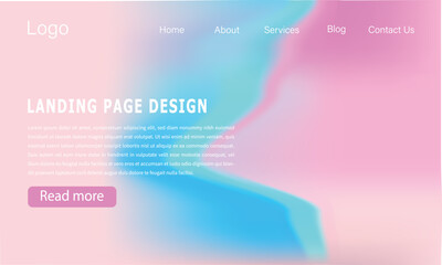 Modern landing page design with vibrant gradient background layout.