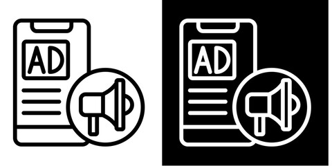 Social Media Ads  Icon Set White Style Collection