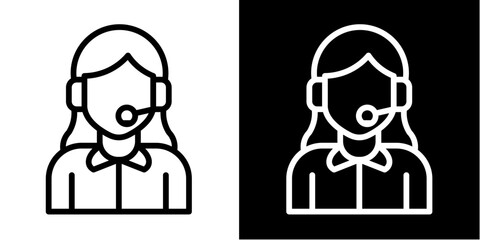 Call Center  Icon Set White Style Collection