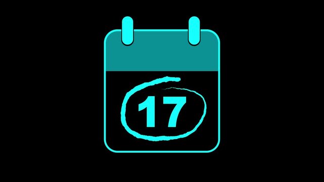 Very Important Celebrating Date 17 on calender with bold red colors circle mark. Highlighting date number 17 on a calendar. emphasizing an important reminder or scheduled event. Signing a day icon.