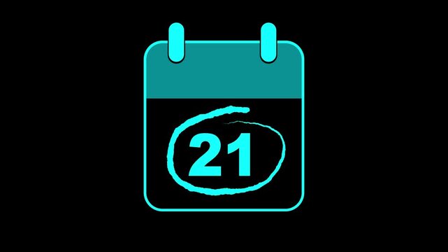 Very Important Celebrating Date 21 oncalender with bold red colors circle mark. Highlighting date number 21 on a calendar. emphasizing an important reminder or scheduled event. Signing a day icon.