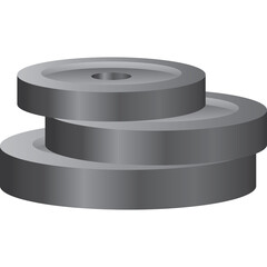 Stacked Gray Metal Weight Plates Exercise Equipment Isolated on Transparent Background