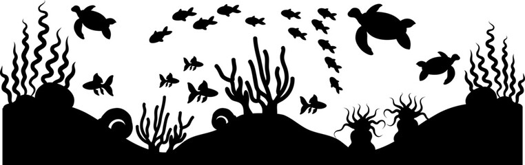 Aquascape Scenery, Underwater Scene Silhouette, Aquarium Fish