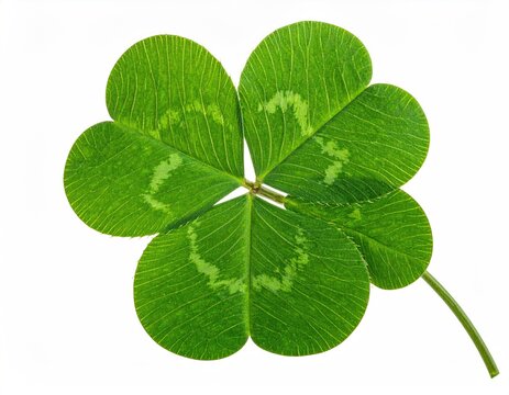 Lucky four-leaf clover isolated on white