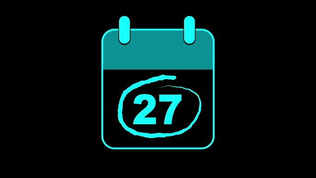 Very Important Celebrating Date 27 oncalender with bold red colors circle mark. Highlighting date number 27 on a calendar. emphasizing an important reminder or scheduled event. Signing a day icon.
