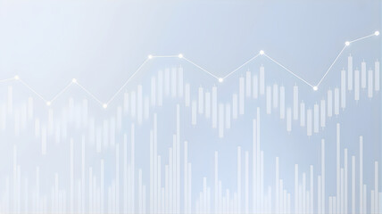 Abstract financial background with a glowing candlestick stock chart and line graph representing economic data and market analysis