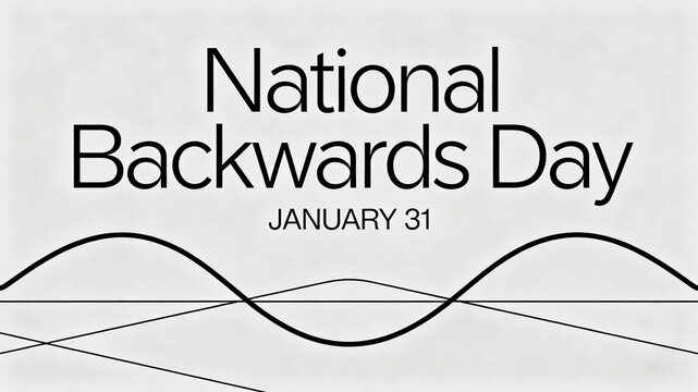 The staggered curves and minimalist text elements represent the national reverse day, thinking reversal, and fun creative concepts, suitable for minimalist style fun activity materials.
