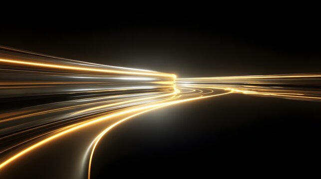 Dynamic light trails on a dark background creating a sense of speed and motion.