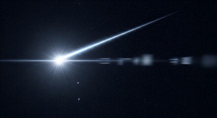 Brilliant shooting star streaks across the night sky filled with twinkling stars