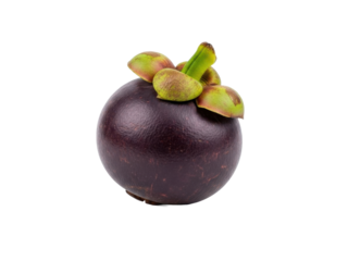 Mangosteen whole purple rind isolated on pure clean white background