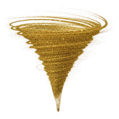 Magical Golden Glitter Tornado Whirlwind Isolated on White