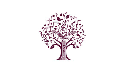 Musical tree with notes, clefs, and staves, symbolizing harmony