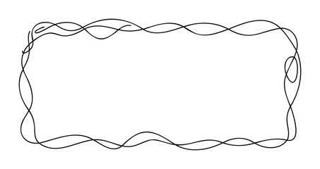 Abstract continuous line frame with fluid curves and waves, perfect for adding a unique decorative border to graphic layouts and unique announcements.