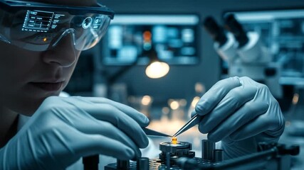 Advanced laboratory research: Expert scientist in a hi tech environment, conducting intricate - Powered by Adobe