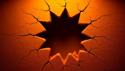 Cracked orange earth forming circular pattern