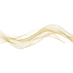 Abstract Gold Glitter Wave Design Element Isolated on White