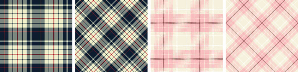plaid and tartan pattern set.checkered fabric texture background.