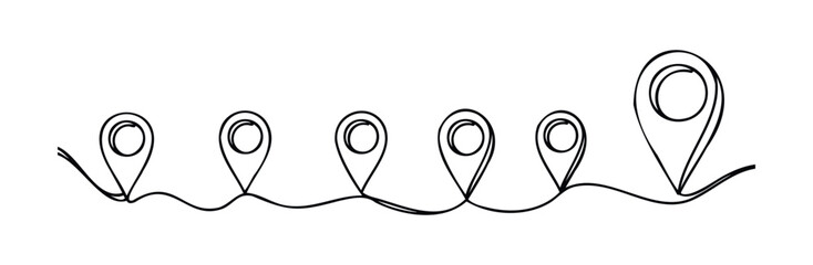 Journey line with location pins representing route or progress, ideal for travel planning or achievement tracking presentations.