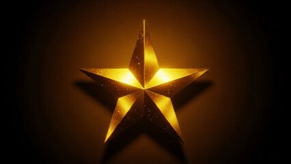 Golden Star Illuminated with Sparkles on Dark Background