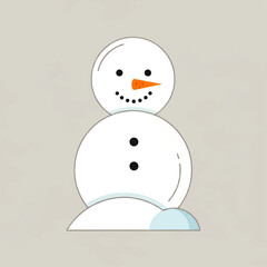 A cheerful snowman with a carrot nose and button eyes, smiling.
