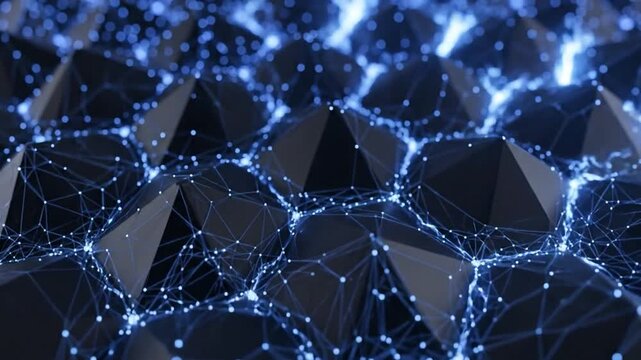 Dynamic geometric cells with micro-lighting create a modern organic network