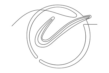 Check mark icon continuous line drawing minimalist style isolate outline