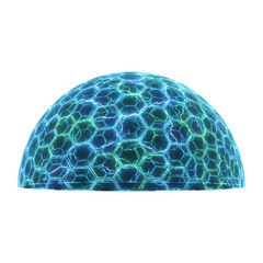 Futuristic Blue Hexagonal Force Field Dome Shield