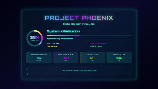 Futuristic System Loading UI Animation | Modern Tech Progress Bar | Digital Interface HUD Loader.	
