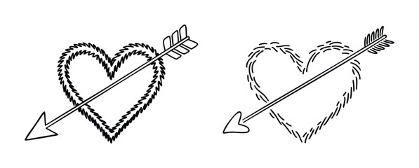 Love arrow piercing hearts symbolizing romance and passion in a romantic celebration perfect for valentines day or wedding invitations.