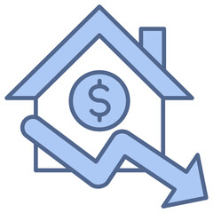 Price Down Blue Icon