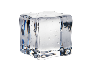 Ice cube transparent glossy frozen clarity isolated pure white background