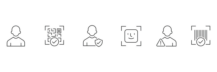 Face id line icon set. Biometric Identification line Icon set. Verification and identity line icon set. Vector illustration.