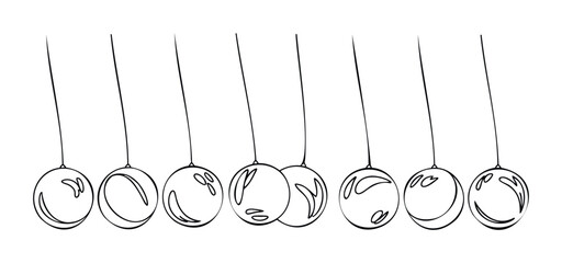 Newtons cradle pendulum balls creating motion and energy transfer concept graphic for physics and science topics suitable for presentations and educational materials.