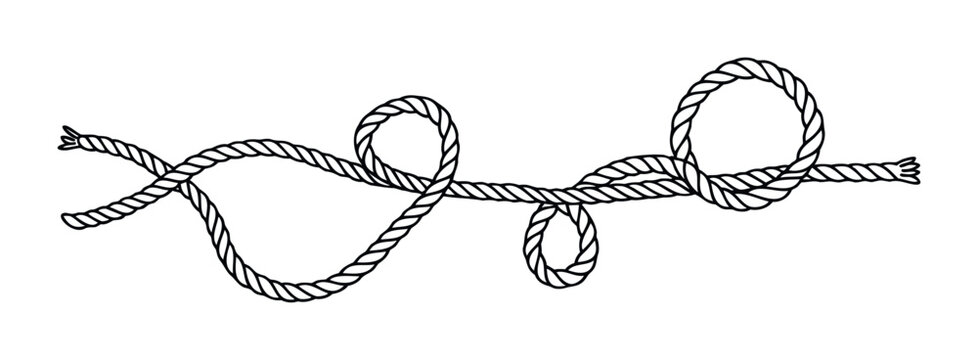 Nautical rope with multiple knots and loops, perfect for maritime themes, exploration, or strong connections in visual communication projects