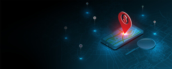 mobile phone technology wayfinding concept Position chart