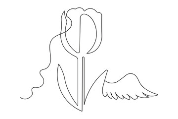 Minimalist tulip continuous line drawing icon symbol isolate design element