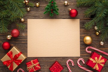 Obraz premium Holiday greeting card, festive holiday card, merry christmas card, christmas greeting, winter holiday card, seasonal greeting, holiday illustration, christmas template, holiday