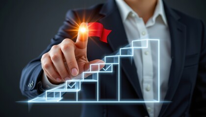 Business Growth Concept with Infrared Graph and Finger Pointing at Success in a Professional Setting