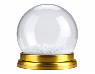 Empty snow globe with white flakes and gold base