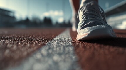 Starting line focus: Athlete poised for the race, concept of challenges