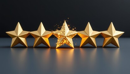 Shining Gold Stars on Dark Background Representing Outstanding Achievement and Excellence in Performance and Quality Recognition