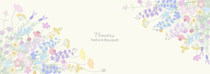 スモーキーカラーのナチュラルでシックな草花のフレームイラスト